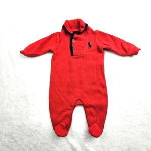Ralph Lauren Knit Red long sleeve footie 3 months